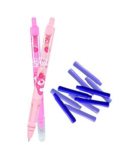 Set stilouri cu mecanism si cerneala termosensibila + rezerve, Motiv pink bear 1