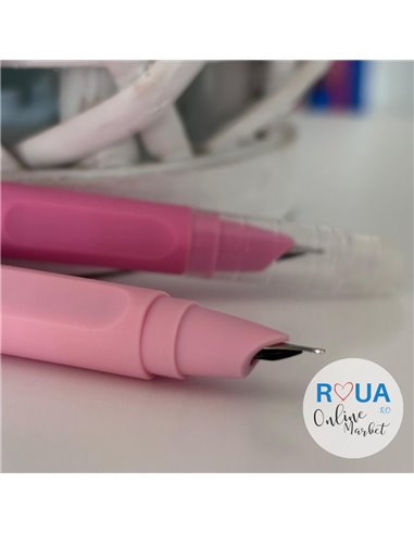 Set stilouri cu mecanism si cerneala termosensibila + rezerve, Motiv pink bear 1