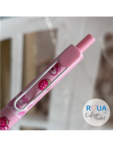 Set stilouri cu mecanism si cerneala termosensibila + rezerve, Motiv pink bear 1