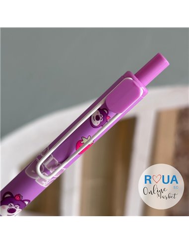 Set stilouri cu mecanism si cerneala termosensibila + rezerve, Motiv pink bear 2
