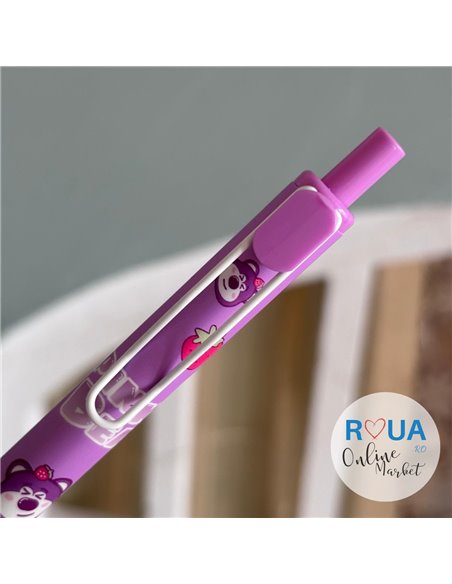 Set stilouri cu mecanism si cerneala termosensibila + rezerve, Motiv pink bear 2
