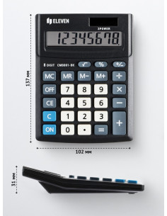 SD-CAL038,Calculator de birou 8 digiți, 137 x 102 x 31 mm, Eleven CMB801-BK 2