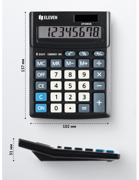 SD-CAL038,Calculator de birou 8 digiți, 137 x 102 x 31 mm, Eleven CMB801-BK