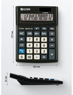 SD-CAL040,Calculator de birou 12 digiți, 137 x 102 x 31 mm, Eleven CMB1201-BK 2