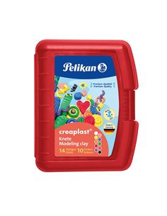 Plastilina Pelikan Creaplast 240g, 10 culori asortate, 14 batoane, cutie rosie 2