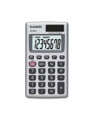 HS8VA,Calculator de buzunar Casio HS-8VA, 8 digits, argintiu