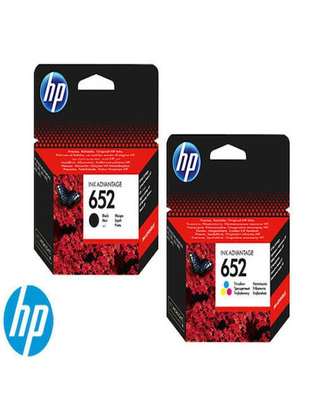 PC-F6V25AE+F6V24AE,Pachet cartuse HP 652 - Set cartuse HP652 original OEM, HP, contine:1 cartus negru F6V25AE + 1 cartus color F