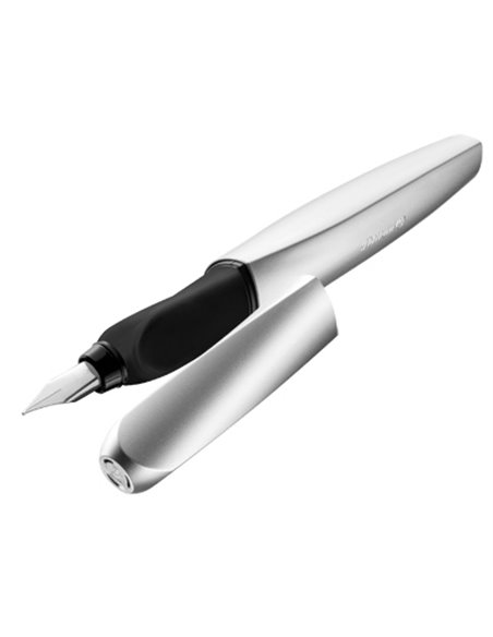 Stilou Twist Grip Ergonomic 2 Rezerve Albastre Blister - Argintiu