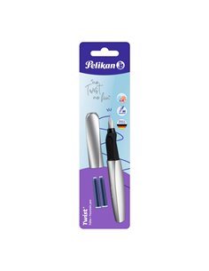 Stilou Twist Grip Ergonomic 2 Rezerve Albastre Blister - Argintiu 2