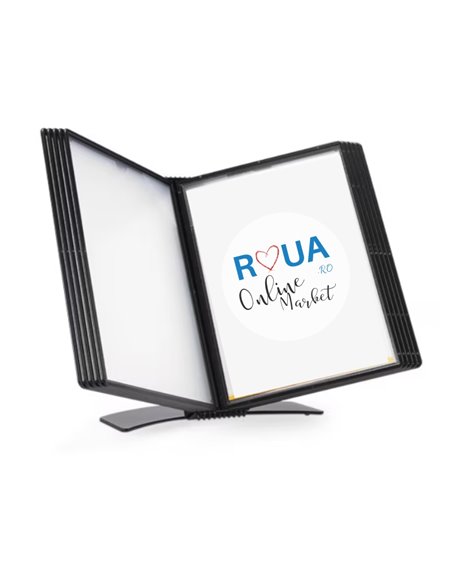 Display/suport birou Probeco echipat cu 10 buzunare A4, Antracit