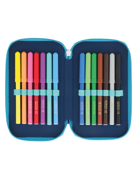 Penar echipat cu 3 fermoare Herlitz, 31 piese, Motiv dip dye
