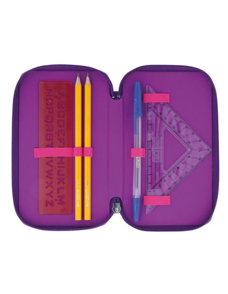 Penar echipat cu 3 fermoare Herlitz, 31 piese, Motiv dip dye, Mov/roz