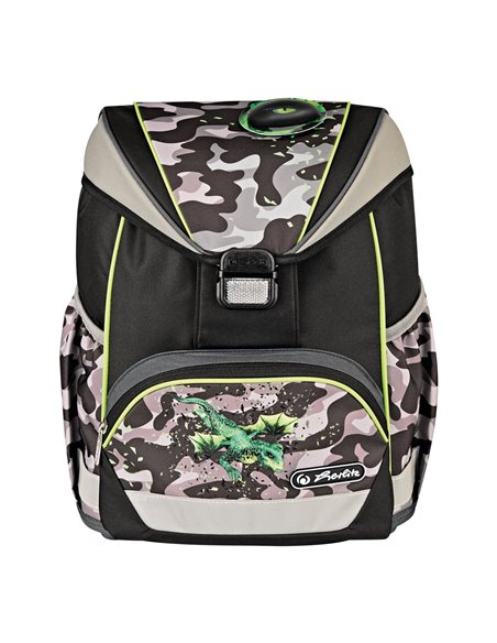 Ghiozdan scoala neechipat ultralight Herlitz, Motiv Camo dragon