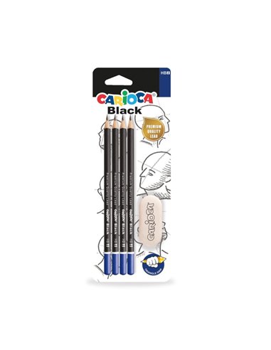 Set creioane grafit CARIOCA HB si radiera, Negru