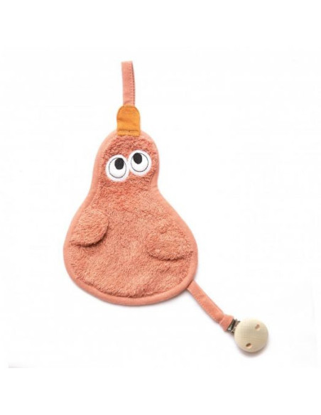 TM-TUTEE-533,Textil din bambus pentru dentitie cu agatatoare suzeta din lemn Para Apricot Blush