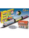 Trenulet electric calatori cu far si macheta (colorat) Trenulet electric calatori cu far si macheta (colorat)