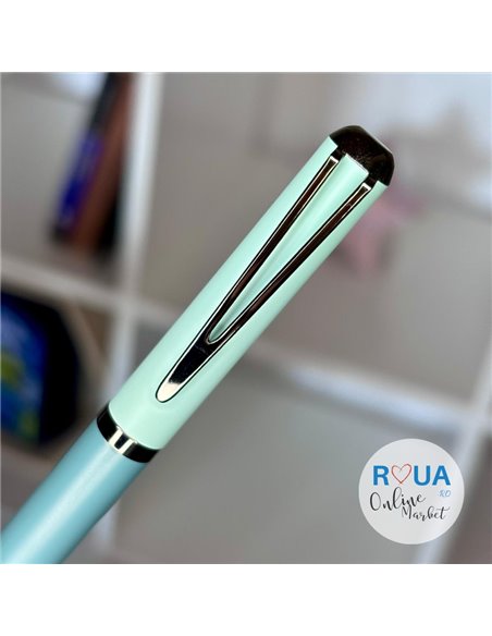 Stilou metalic si rezerve cu cerneala termosensibila, varf fin 0.38mm, Verde