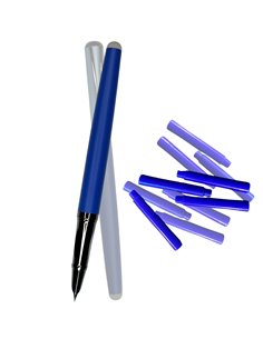 Stilou metalic si rezerve cu cerneala termosensibila, varf fin 0.38mm, Albastru