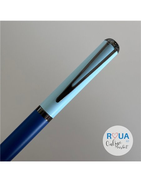 Stilou metalic si rezerve cu cerneala termosensibila, varf fin 0.38mm, Albastru