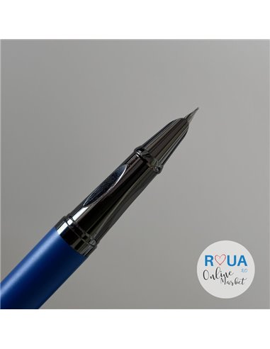 Stilou metalic si rezerve cu cerneala termosensibila, varf fin 0.38mm, Albastru