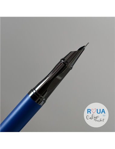 Stilou metalic si rezerve cu cerneala termosensibila, varf fin 0.38mm, Albastru