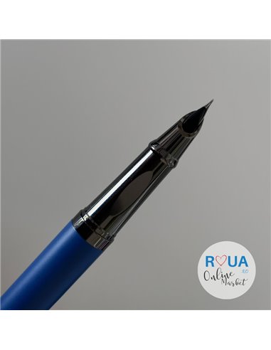 Stilou metalic si rezerve cu cerneala termosensibila, varf fin 0.38mm, Albastru