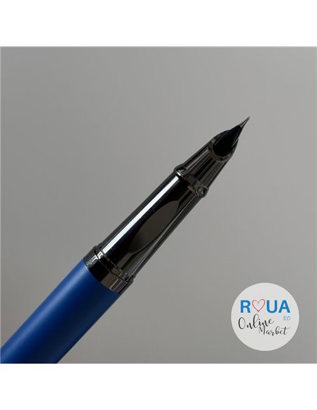 Stilou metalic si rezerve cu cerneala termosensibila, varf fin 0.38mm, Albastru