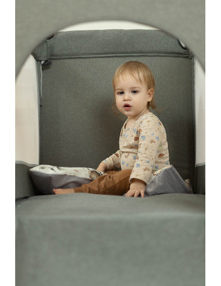 TERO-3305,Patut pliabil cu etaj suplimentar si laterala reglabila Caretero ESTI Negru