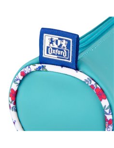 Penar etui rotund OXFORD, Floral pastel, Turcoaz 2