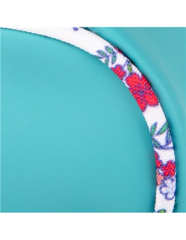 Penar etui rotund OXFORD, Floral pastel, Turcoaz