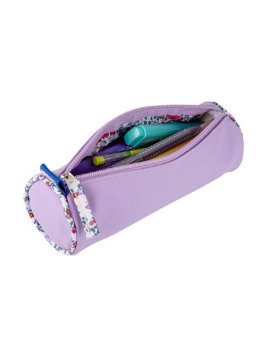 Penar etui rotund OXFORD, Floral pastel, Lila