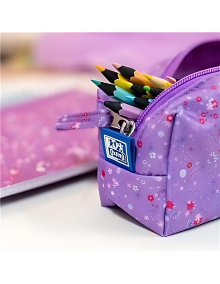 Penar etui dreptunghiular OXFORD floral, Mov inchis