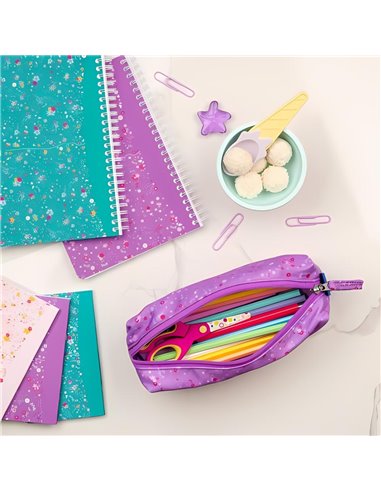Penar etui dreptunghiular OXFORD floral, Mov inchis