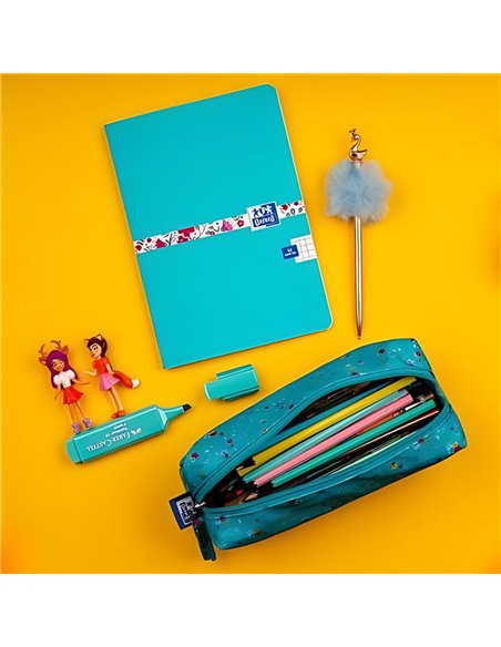 Penar etui dreptunghiular OXFORD floral, Turcoaz