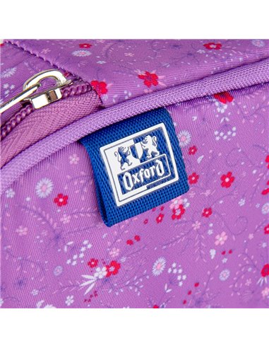 Penar etui oval 1 clapa OXFORD floral, Mov deschis
