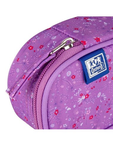 Penar etui oval 1 clapa OXFORD floral, Mov deschis