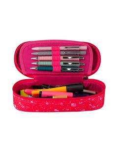 Penar etui oval 1 clapa OXFORD floral, Roz inchis 2