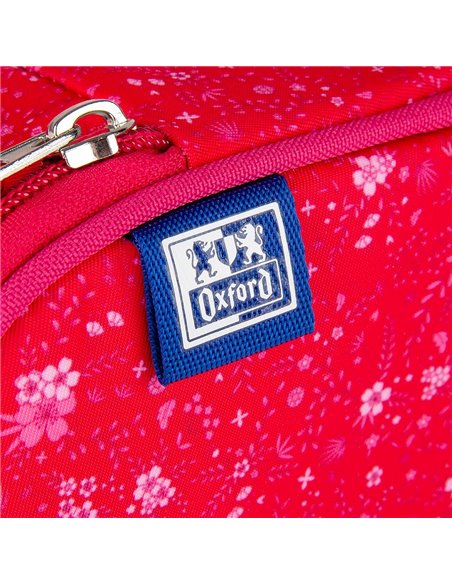 Penar etui oval 1 clapa OXFORD floral, Roz inchis
