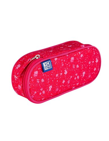 Penar etui oval 1 clapa OXFORD floral, Roz inchis