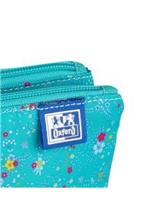 Penar etui dublu 2 fermoare OXFORD floral, Turcoaz 2
