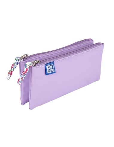 Penar etui dublu 2 fermoare OXFORD floral, Lila