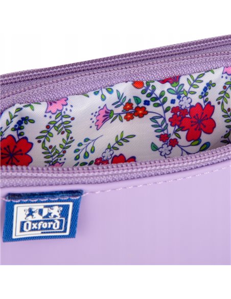 Penar etui dublu 2 fermoare OXFORD floral, Lila