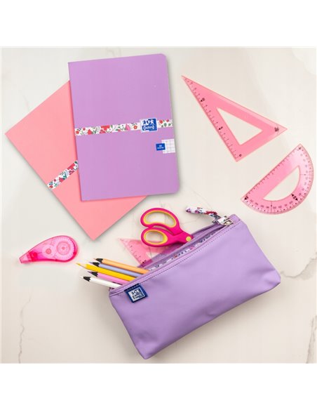 Penar etui dublu 2 fermoare OXFORD floral, Lila