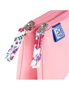 Penar etui dublu 2 fermoare OXFORD floral, Roz deschis 2