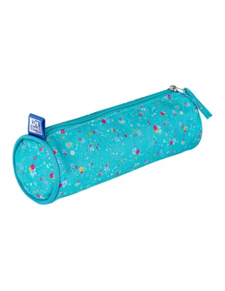 Penar etui rotund OXFORD floral, Turcoaz
