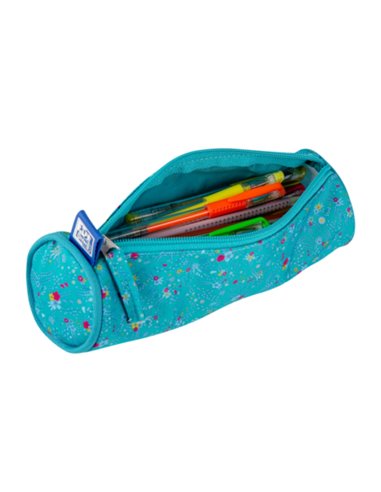 Penar etui rotund OXFORD floral, Turcoaz