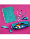Penar etui rotund OXFORD floral, Turcoaz