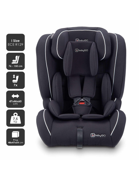 BB-BGO-2451,BabyGo - Scaun auto i-Size FreeFix Black, 76-150 cm, certificat R129