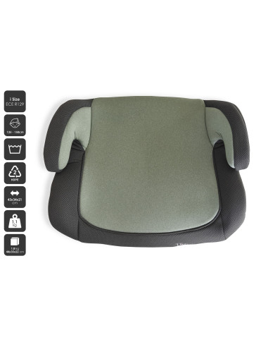 BB-BGO-35011,BabyGo - Scaun auto booster i-Size, Melange Green, 125-150 cm, certificat R129