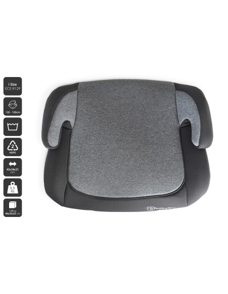 BB-BGO-3509,BabyGo - Scaun auto booster i-Size, Melange Gray, 125-150 cm, certificat R129